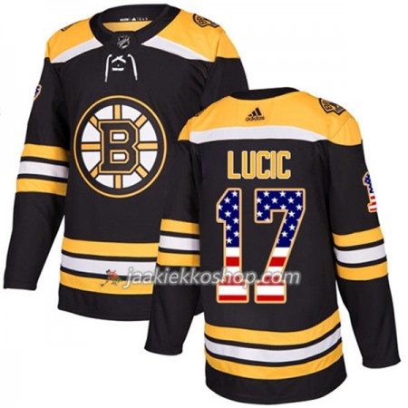 Miehille NHL Boston Bruins Pelipaita Milan Lucic 17 Adidas 2017-2018 Musta USA Flag Fashion Authentic